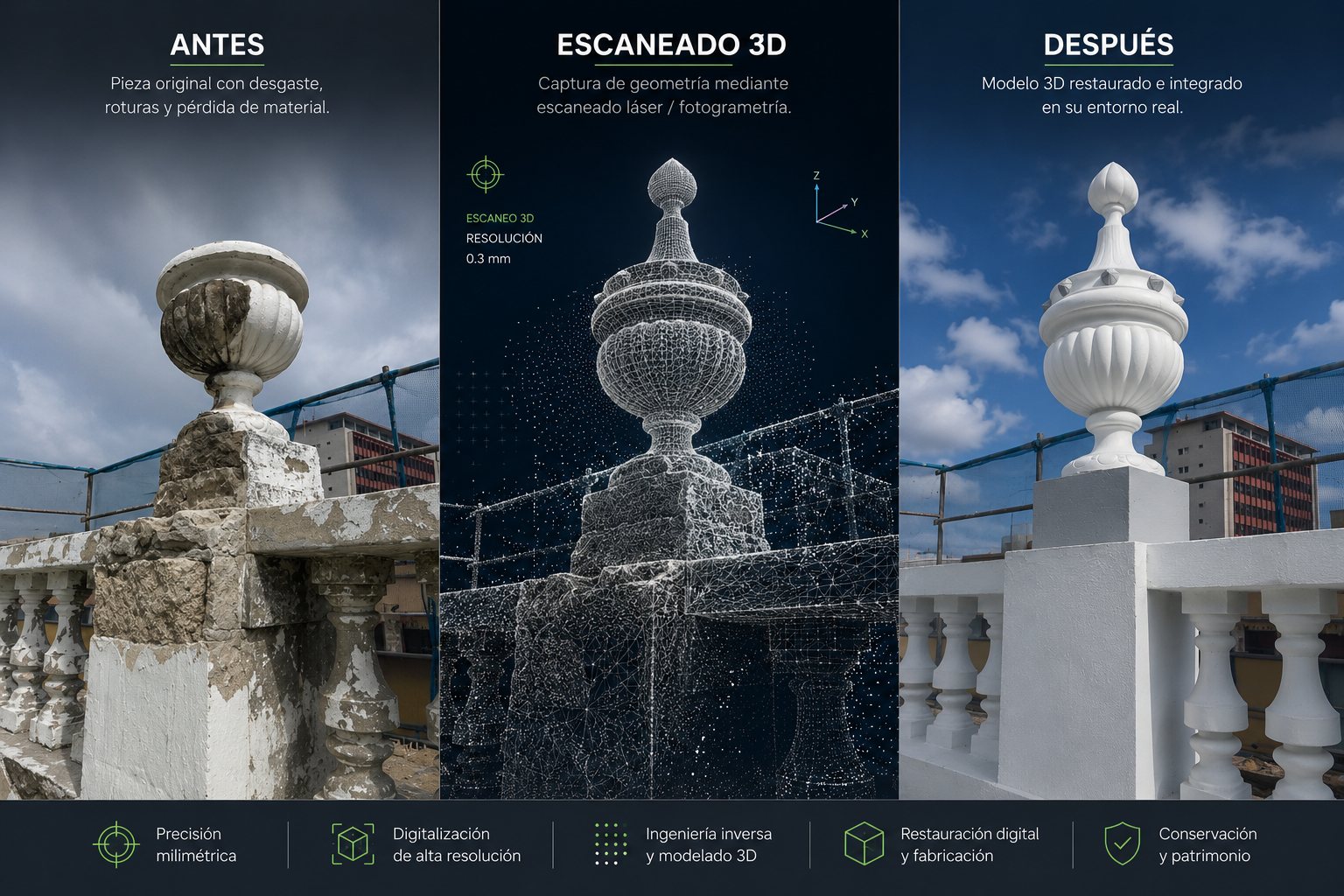 Proceso de digitalización 3D — de pieza física a modelo digital